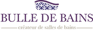 Logo Bulle de Bains avec graphique de baignoire, créateur de salles de bains.